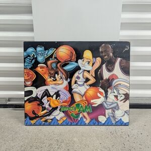 LOONEY TUNES 1996 SPACE JAM VINTAGE WOODEN POSTER